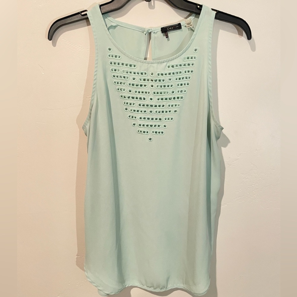 Dex 1963 green sleeveless blouse size XS